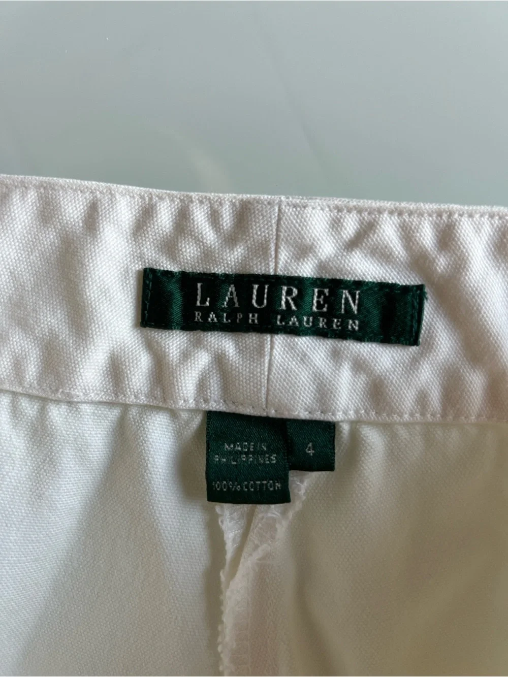 Lauren Ralph Lauren White Cotton Bermuda Knee Length Shorts Size 4